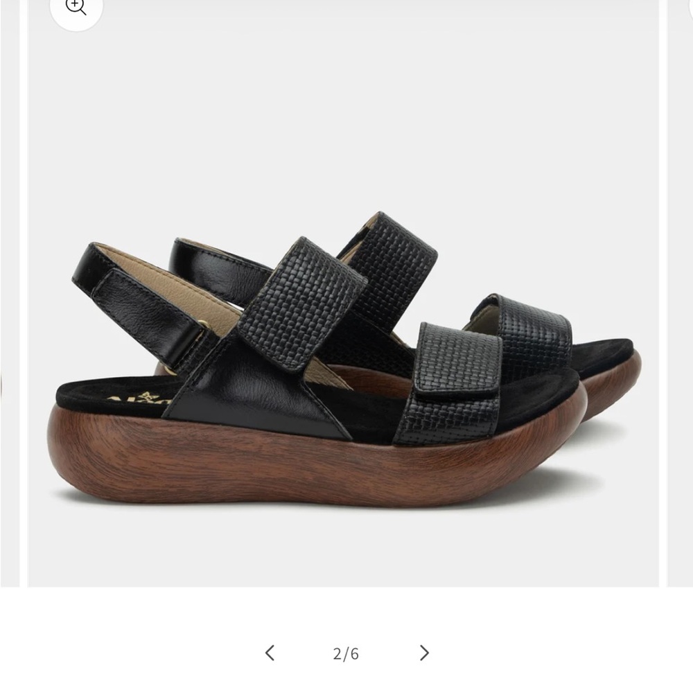 Alegria Black Textured Leather Platform Slingback Sandals